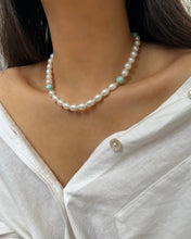 Load image into Gallery viewer, Turquoise 14K Gold Beaded Pearl Necklace