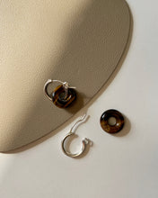 Load image into Gallery viewer, Kate Tigers eye S925 Sterling Silver Huggie Hoop Earring