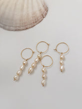 Load image into Gallery viewer, Cara 14k Gold Beaded Freshwater Pearl Dainty Hoop Earrings