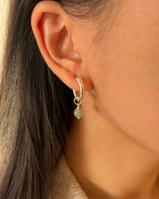 Load image into Gallery viewer, Isla Round Nephrite Sterling Silver Huggie Hoop Earring