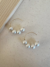 Load image into Gallery viewer, Ellie 14K Gold Natural Cotton Pearl Hoop Earring
