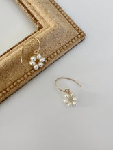 Load image into Gallery viewer, Claire Flower Pearl Dainty Dangle Earrings 14k gold