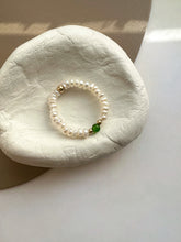 Load image into Gallery viewer, Brienna Green Diopside Mini Beaded Pearl Layering Ring