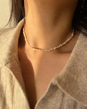 Load image into Gallery viewer, Dia Beaded Pearl 14K Gold Choker Necklace