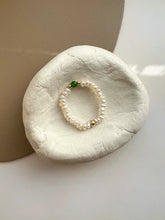 Load image into Gallery viewer, Brienna Green Diopside Mini Beaded Pearl Layering Ring