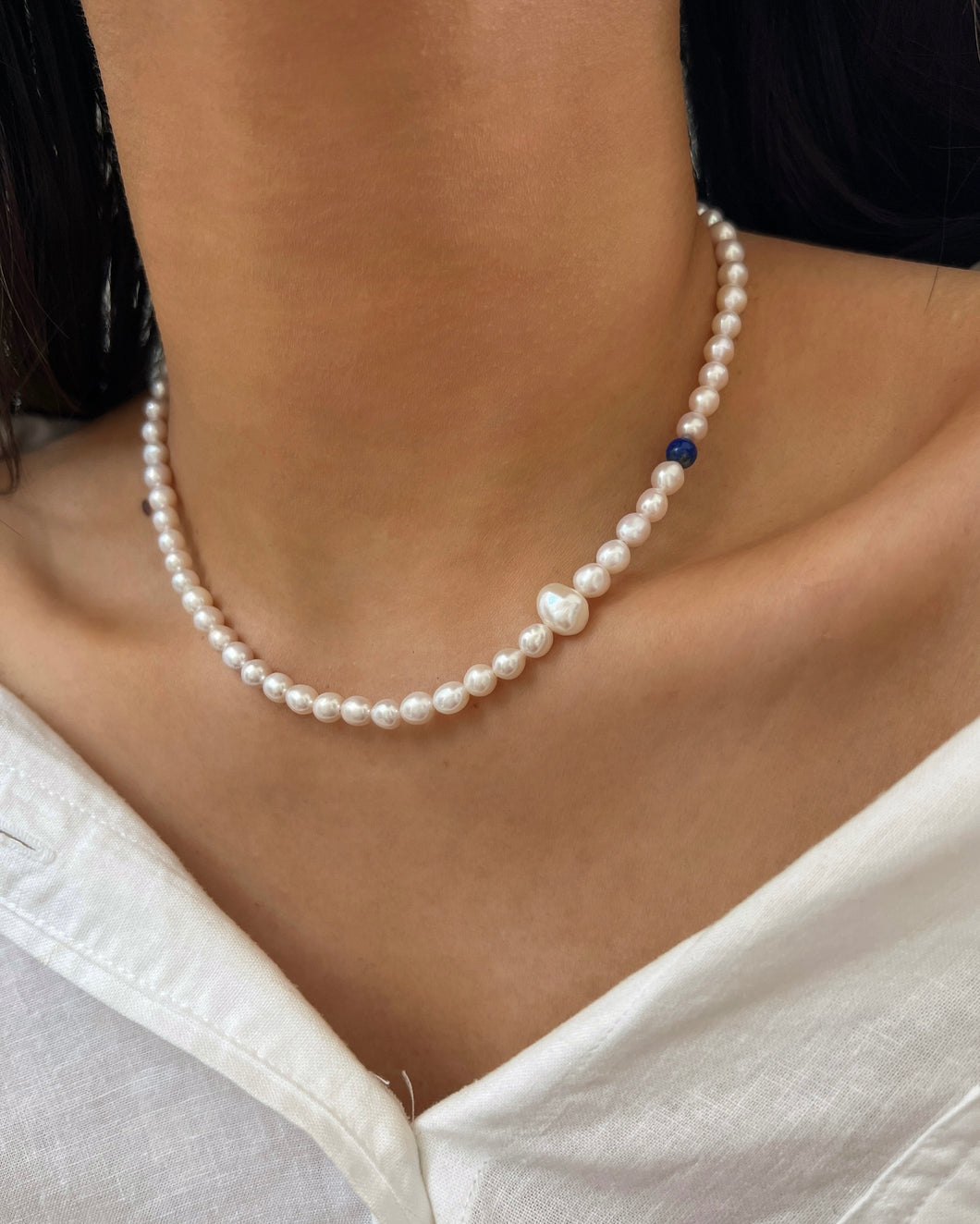 Cheryl Lapis lazuli Choker Necklace Adjustable
