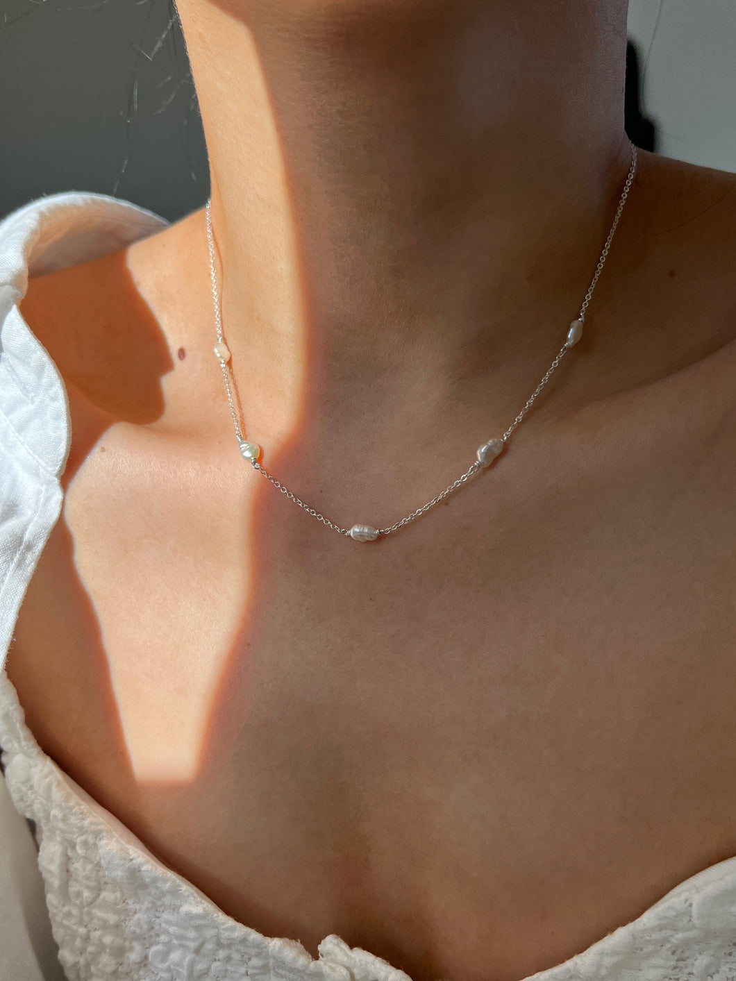 Riley Sterling Silver Baroque Pearl Necklace