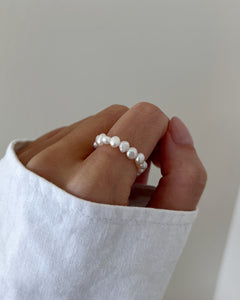 Simple 14K Gold Mini Beaded Pearl Ring