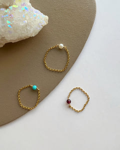 Kat Gemstone Chain Dainty Ring