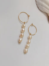 Load image into Gallery viewer, Cara 14k Gold Beaded Freshwater Pearl Dainty Hoop Earrings
