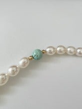 Load image into Gallery viewer, Turquoise 14K Gold Beaded Pearl Necklace
