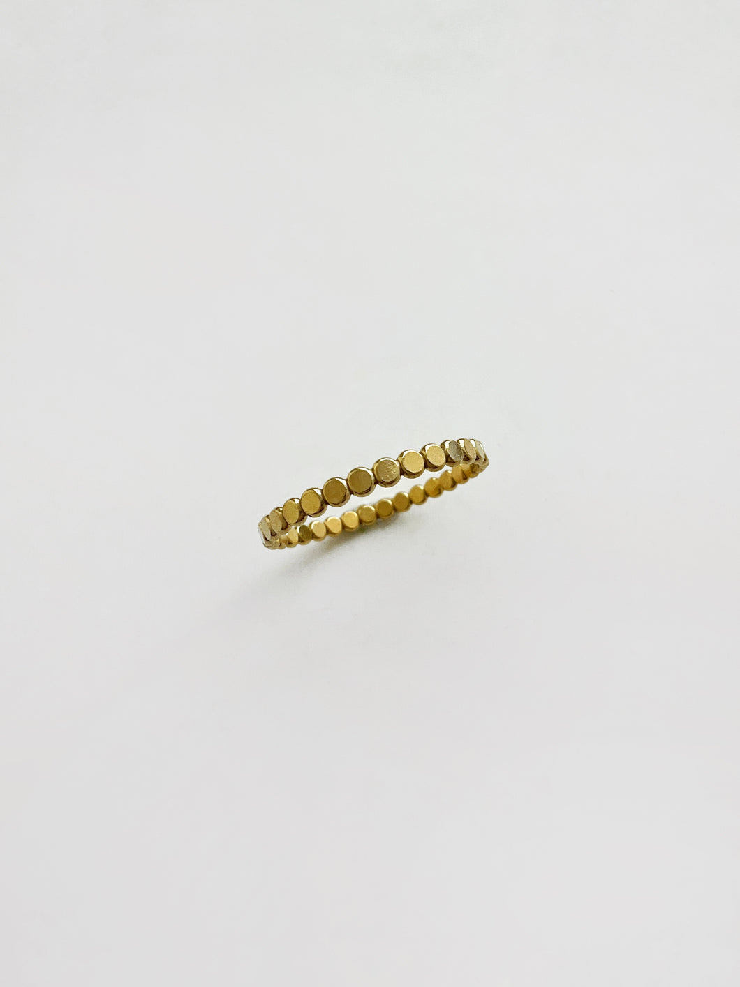 Flat Beaded Ball 14K Gold Ring Minimal Ring