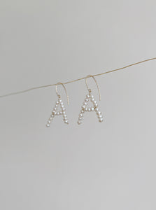 Alphabet Custom Beaded Pearl Initial Charm Pendant Earring (Single)