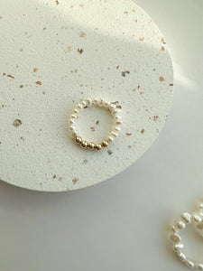 Simple 14K Gold Mini Beaded Pearl Ring