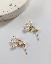 Load image into Gallery viewer, Renee Freshwater Pearl Dangle Earrings 14k gold Ball Dainty Earrings
