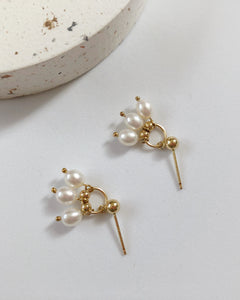 Renee Freshwater Pearl Dangle Earrings 14k gold Ball Dainty Earrings