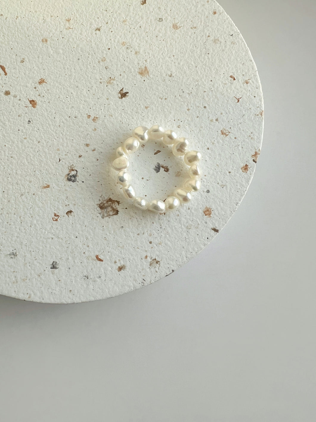 Simple 14K Gold Mini Beaded Pearl Ring