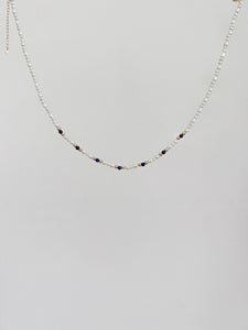 Isabelle Lapis lazuli Mini Beaded Pearl Layering Choker Necklace