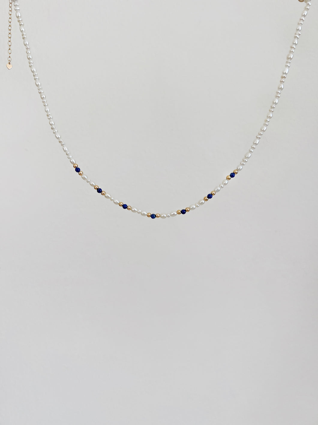 Isabelle Lapis lazuli Mini Beaded Pearl Layering Choker Necklace