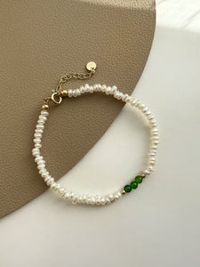 Brienna Green Diopside Mini Beaded Pearl Layering Bracelet