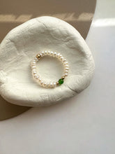 Load image into Gallery viewer, Brienna Green Diopside Mini Beaded Pearl Layering Ring
