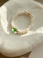 Load image into Gallery viewer, Brienna Green Diopside Mini Beaded Pearl Layering Ring
