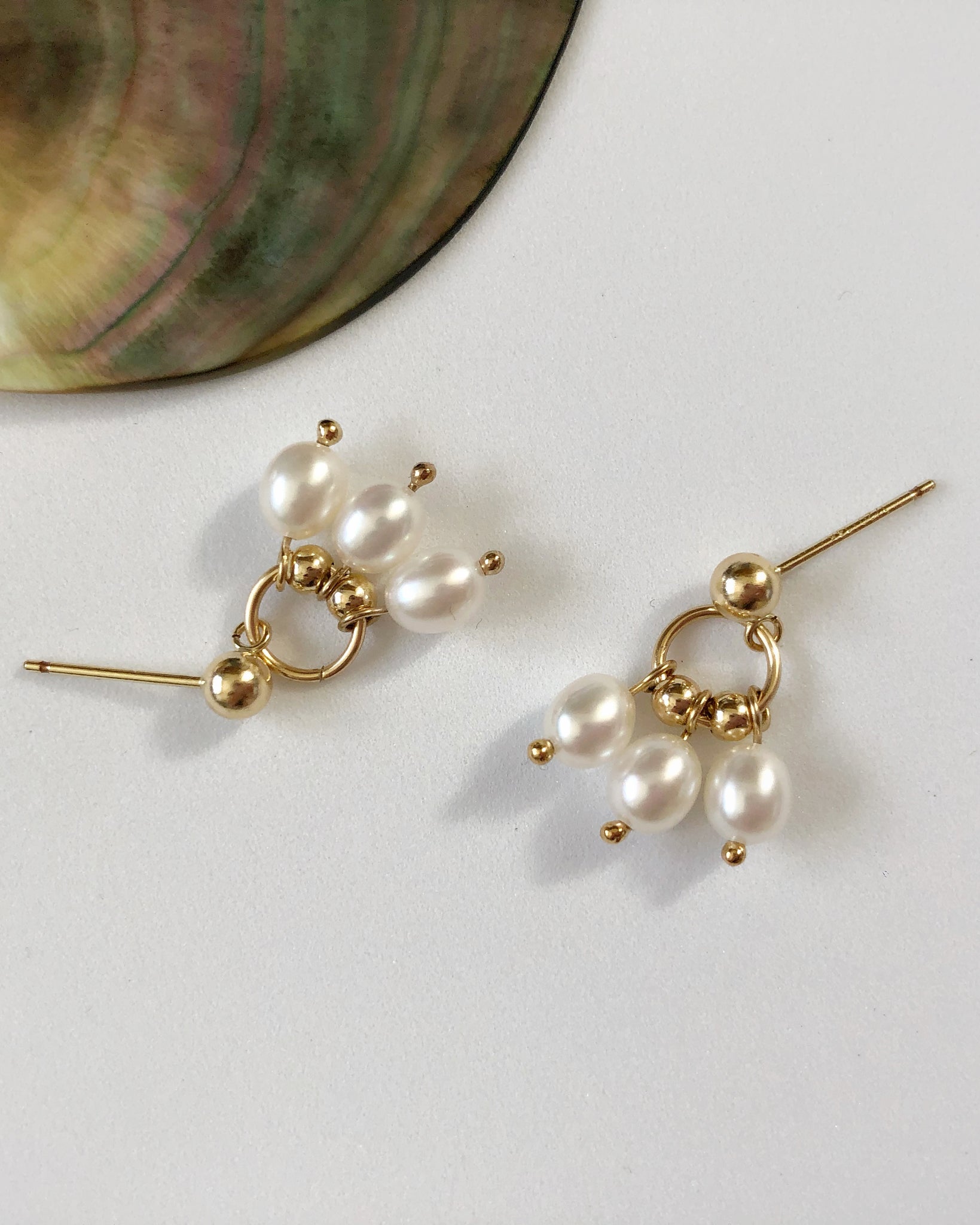 Dainty Seed Pearl Earrings | Drop & Dangle with Fish-hook | Gold Earrings with Pearls