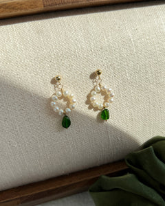 Graziella Green Crystal Pearl Earring