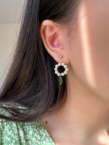 Graziella Green Crystal Pearl Earring
