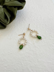 Graziella Green Crystal Pearl Earring