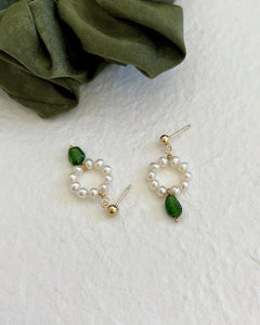 Graziella Green Crystal Pearl Earring